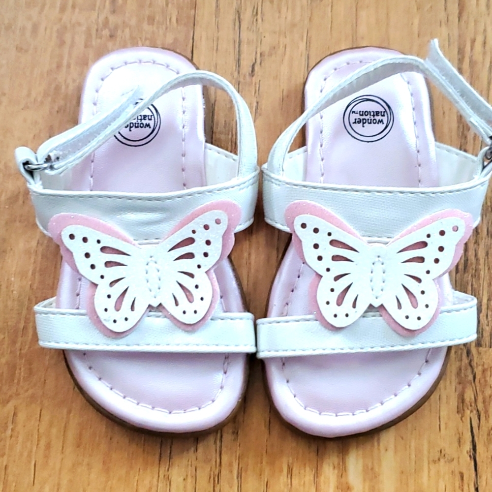 Wonder Nation butterfly sandals white and pink